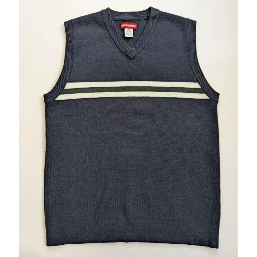 Vintage Y2K 90's Union Bay Navy Sweater Vest Teen Size 14/16